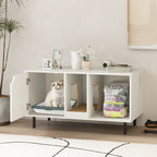 40 Inch Cat Litter Box Enclosure for 2 Cats Hidden Cat Washroom-White