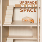 4-Tier Wooden Hamster Cage with Storage Cabinet and Acrylic Windows for Guinea Pigs and Chinchillas