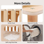 4-in-1 Wooden Cat Cave Bed & Side Table with Washable Cushion