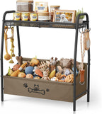Large Dog Toy Storage Organizer with Shelf & 6 Hooks – Black, White or Brown