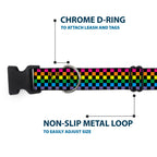 Plastic Clip Collar - Checker Black/Neon Rainbow