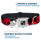 Dog Bone Seatbelt Buckle Collar - Peace Dots Black/Fuchsia