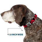 Dog Bone Seatbelt Buckle Collar - Peace Dots Black/Fuchsia