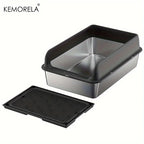 KEMORELA Stainless Steel Cat Litter Box with Lid | Enclosed High-Sided