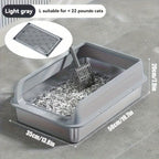 KEMORELA Stainless Steel Cat Litter Box with Lid | Enclosed High-Sided
