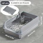 KEMORELA Stainless Steel Cat Litter Box with Lid | Enclosed High-Sided