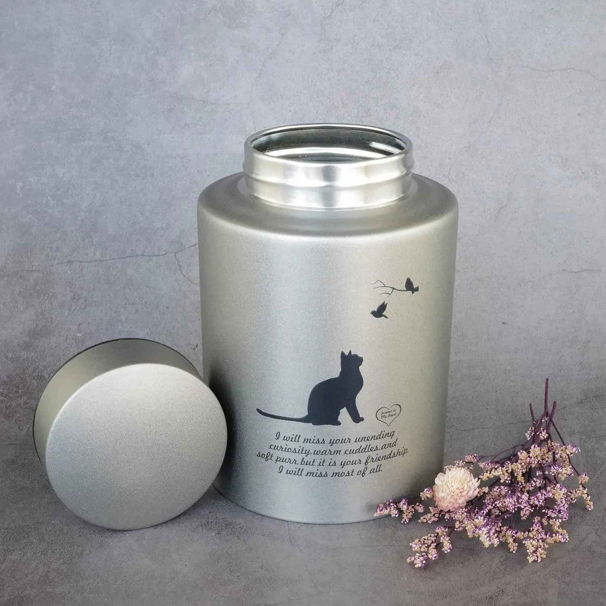Stainless Steel Pet Memorial Urn for Cats & Small Dogs with Secure Lid Keepsake