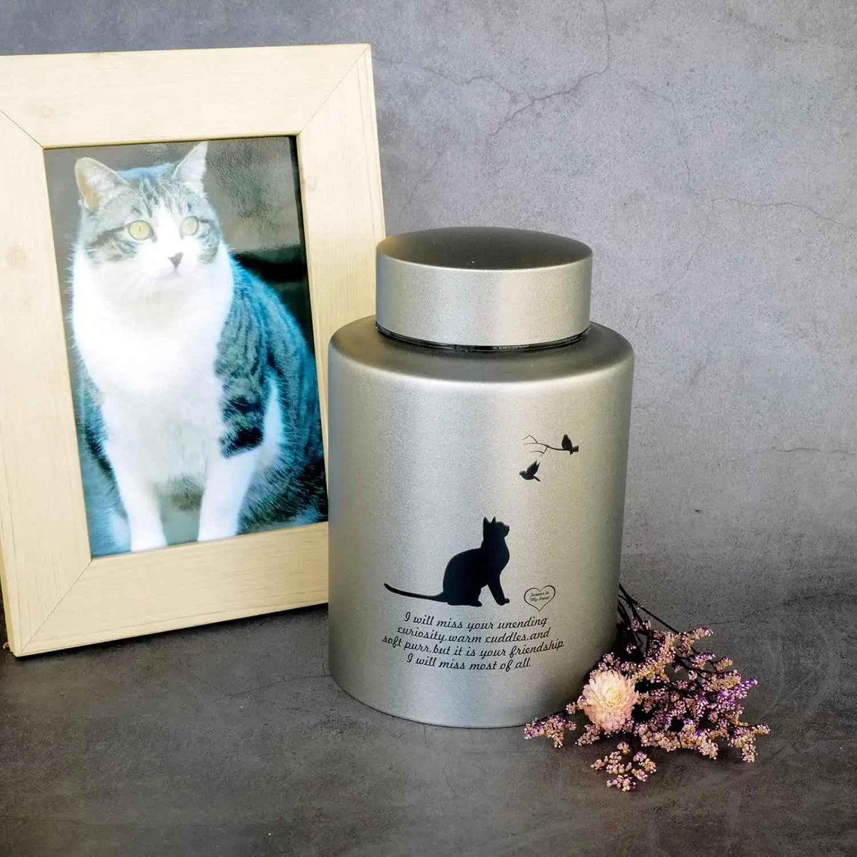 Stainless Steel Pet Memorial Urn for Cats & Small Dogs with Secure Lid Keepsake