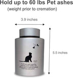 Stainless Steel Pet Memorial Urn for Cats & Small Dogs with Secure Lid Keepsake