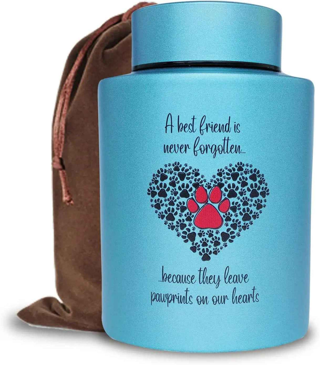 Stainless Steel Pet Memorial Urn for Cats & Small Dogs with Secure Lid Keepsake