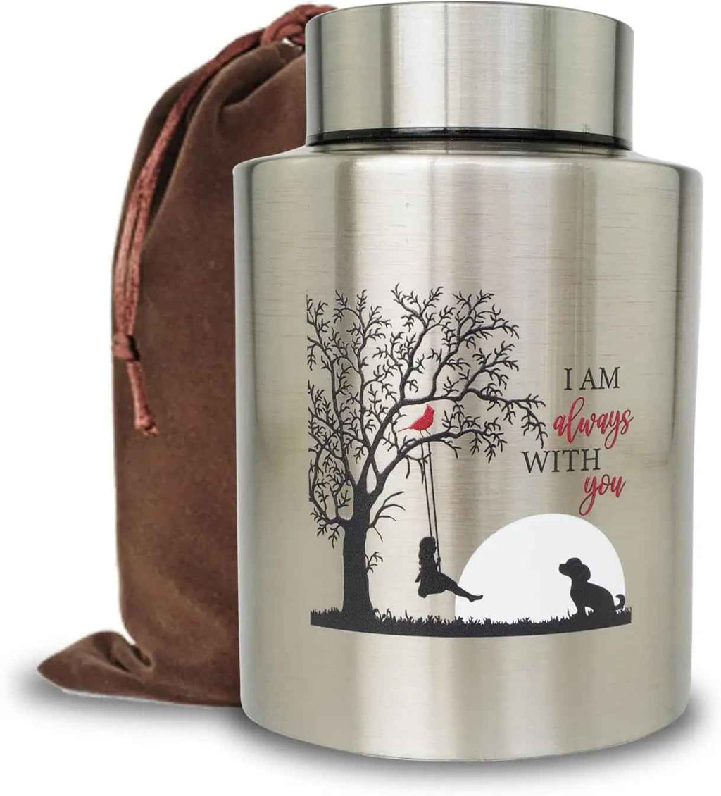 Stainless Steel Pet Memorial Urn for Cats & Small Dogs with Secure Lid Keepsake