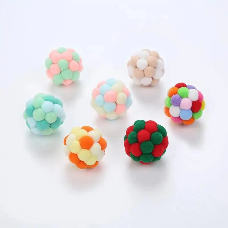Colorful Handmade Ball For Cats Interactive Fluffy Ball For Kittens Soft Toys For Pets Excellent Gift For Cat Lovers Ball Toys For Cats And Kittens Fun Adorable Colorful Soft Balls