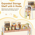 Large Dog Toy Storage Organizer with Shelf & 6 Hooks – Black, White or Brown