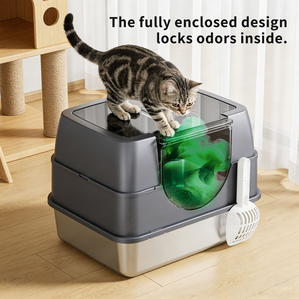 Galaxy stainless steel cat litter box, sturdy, durable, easy to clean, odorless, non stick to sand, a choice for cross-border quality