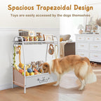 Large Dog Toy Storage Organizer with Shelf & 6 Hooks – Black, White or Brown