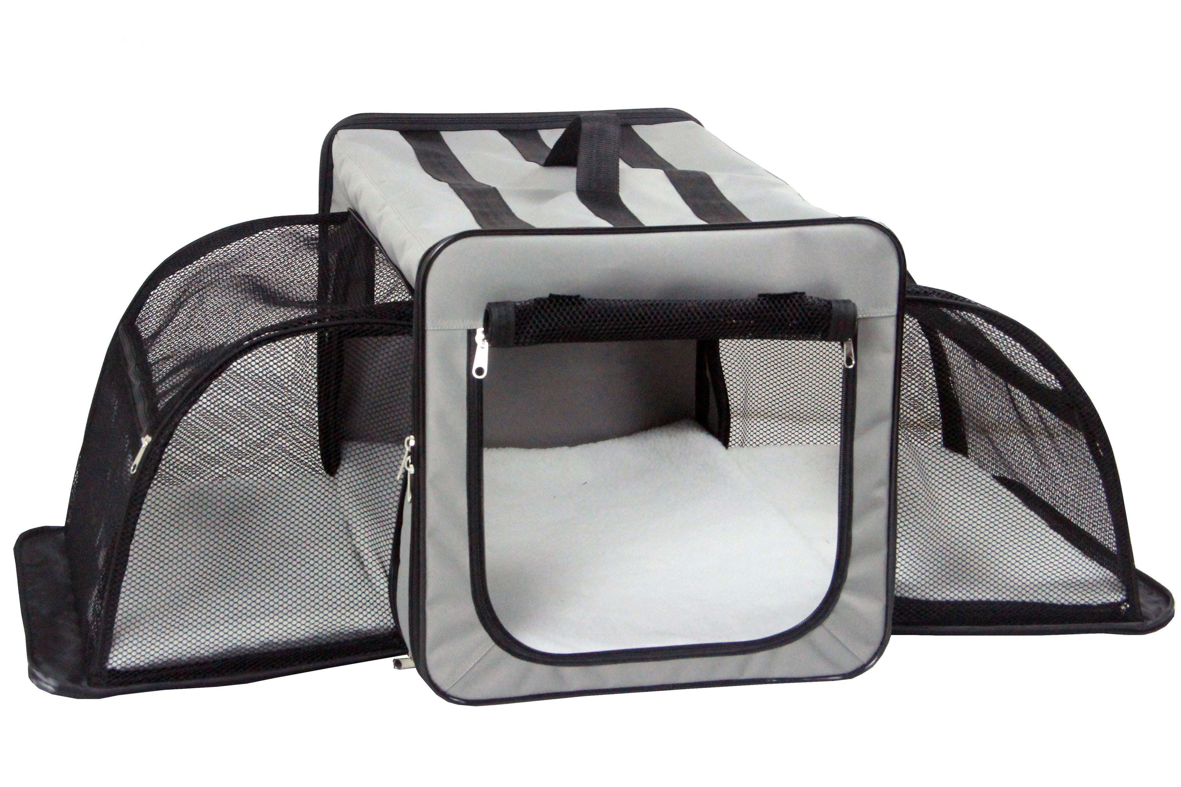 Pet Life ® 'Capacious' Dual-Sided Expandable Spacious Wire Folding Collapsible Lightweight Pet Dog Crate Carrier House